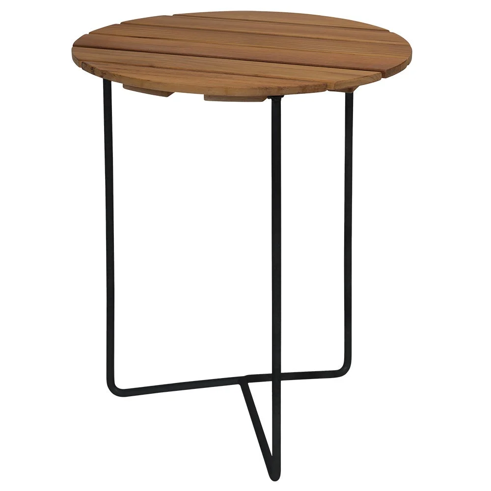 Tisch 6B 60 Unbehandeltes Teakholz/schwarzer Gestell