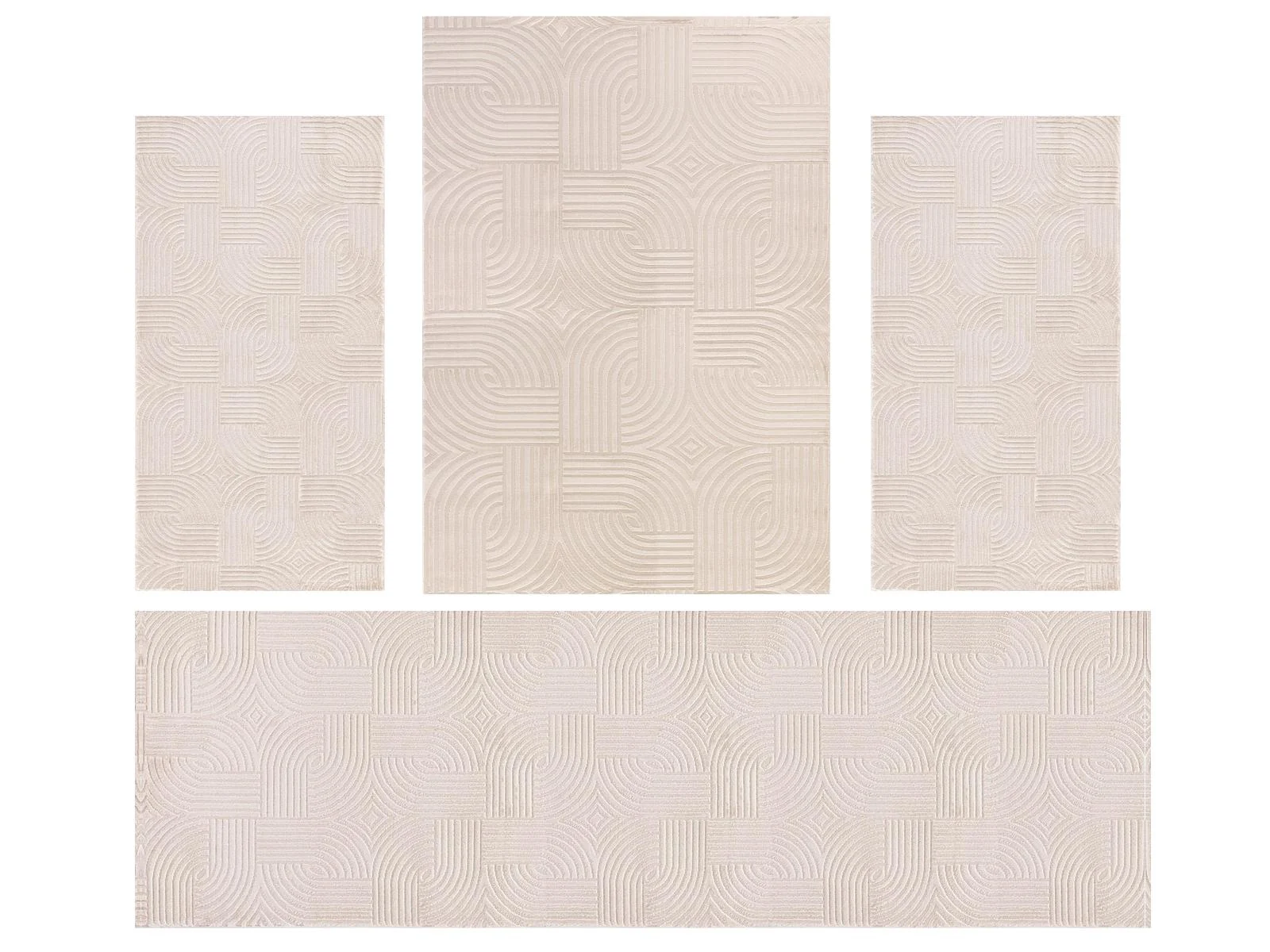 Villa Möbel Sahique Teppich-Set Beige - 4-teiliges Set für Ihr Zuhause