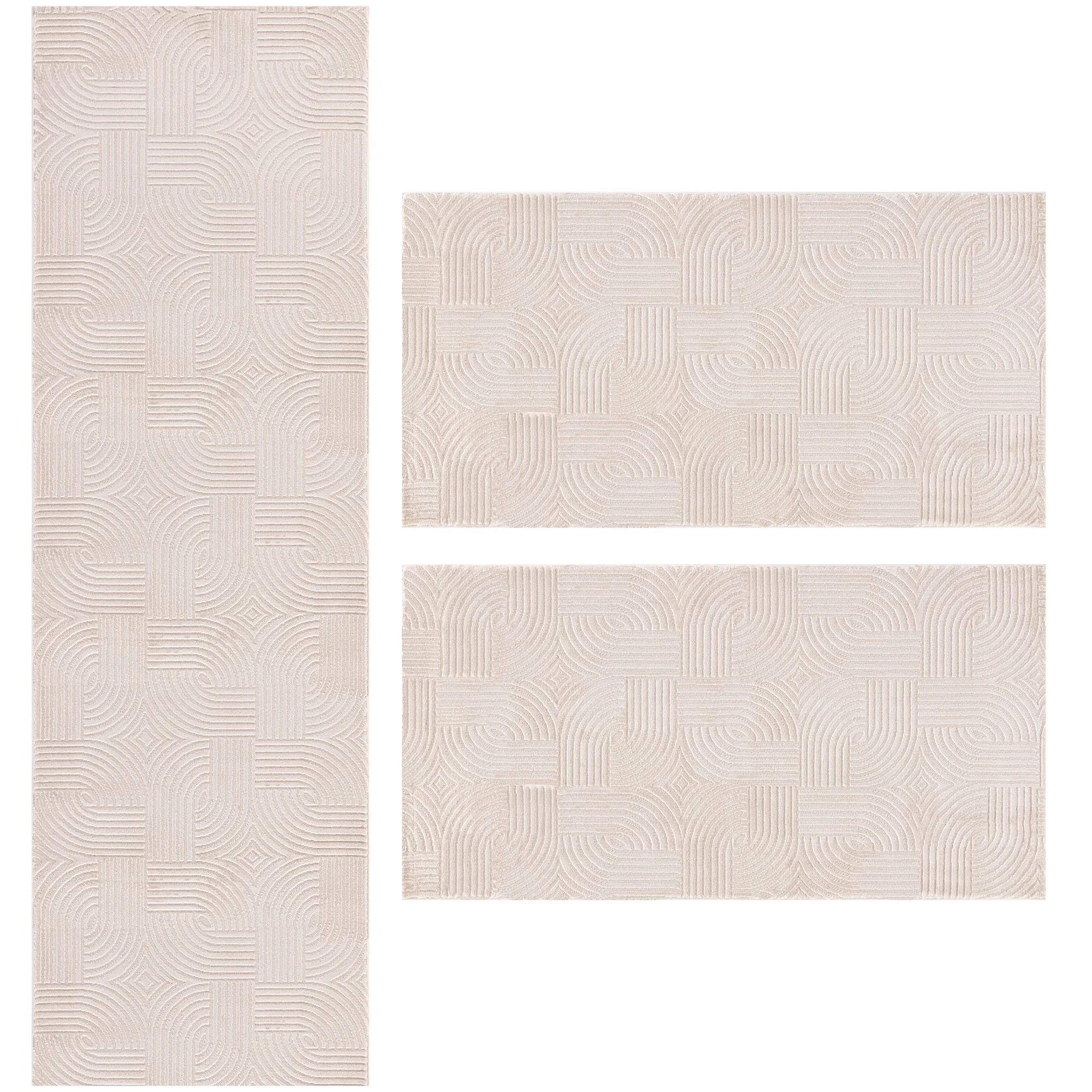 Villa Möbel Sahique Bettumrandungs-Teppich Set Beige