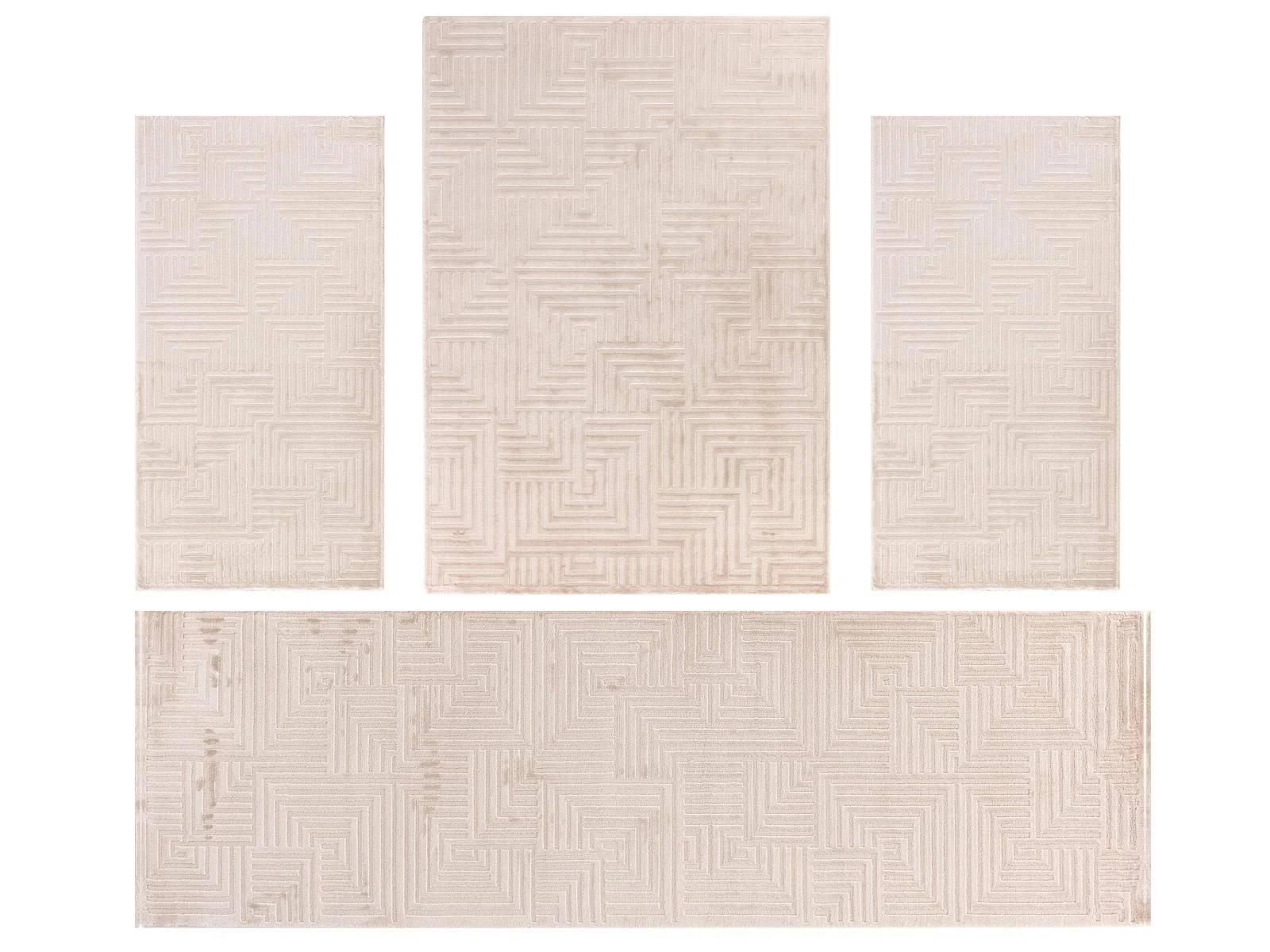 Villa Möbel Sahique Teppich-Set Beige - 4-teiliges Set für Ihr Zuhause