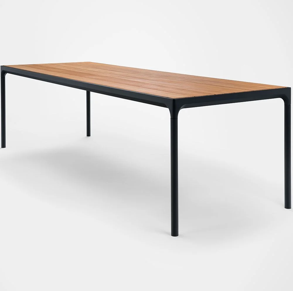 Four Esstisch 210x90 cm schwarz/Bambus Aluminium
