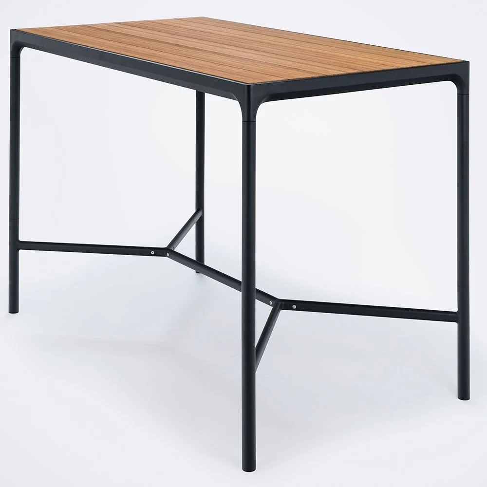 Four Stehtisch 160x90 cm schwarz/bambus aluminium