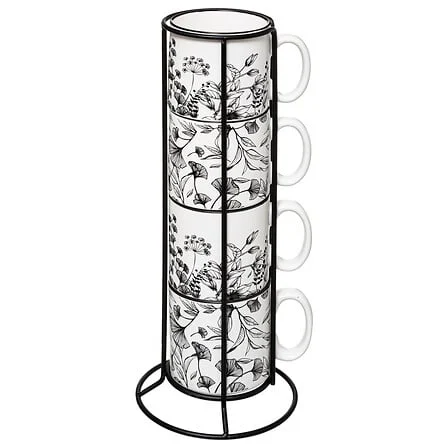 Becher Set mit Ständer FLORAL