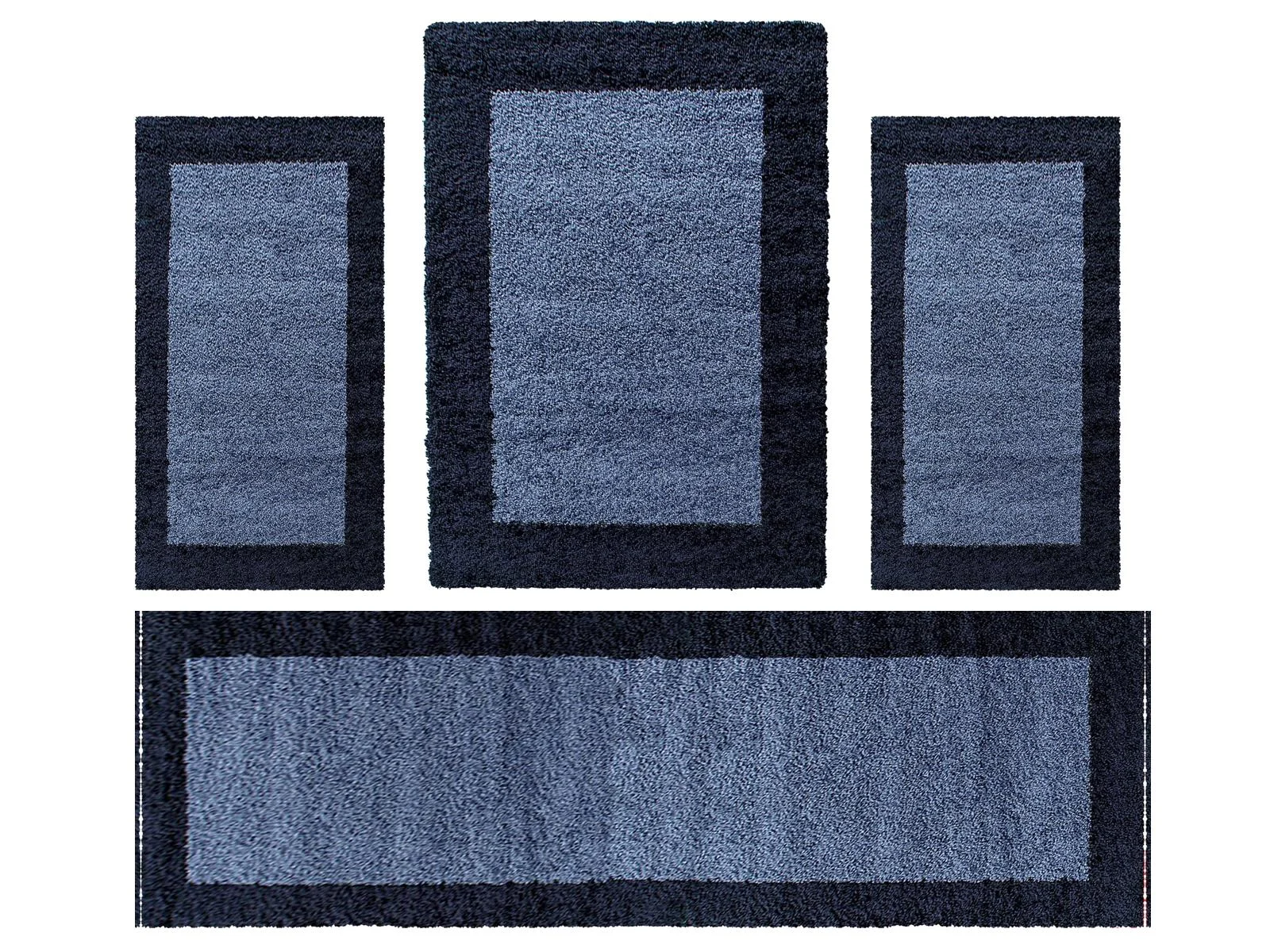Villa Möbel Lifiva Teppich-Set Marinblau - 4-teiliges Set für Ihr Zuhause