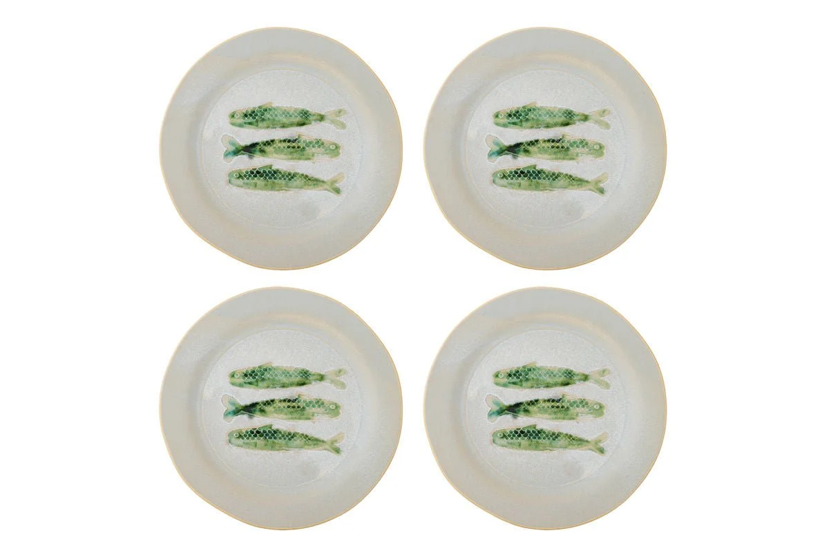 Teller Havik - aus Steingut gefertigt - Fischmotiv 4er Set
