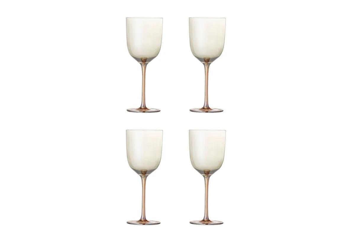 Weingläser Celeste – Glas in Bronze mit Perlmuttrand (4er-Set)