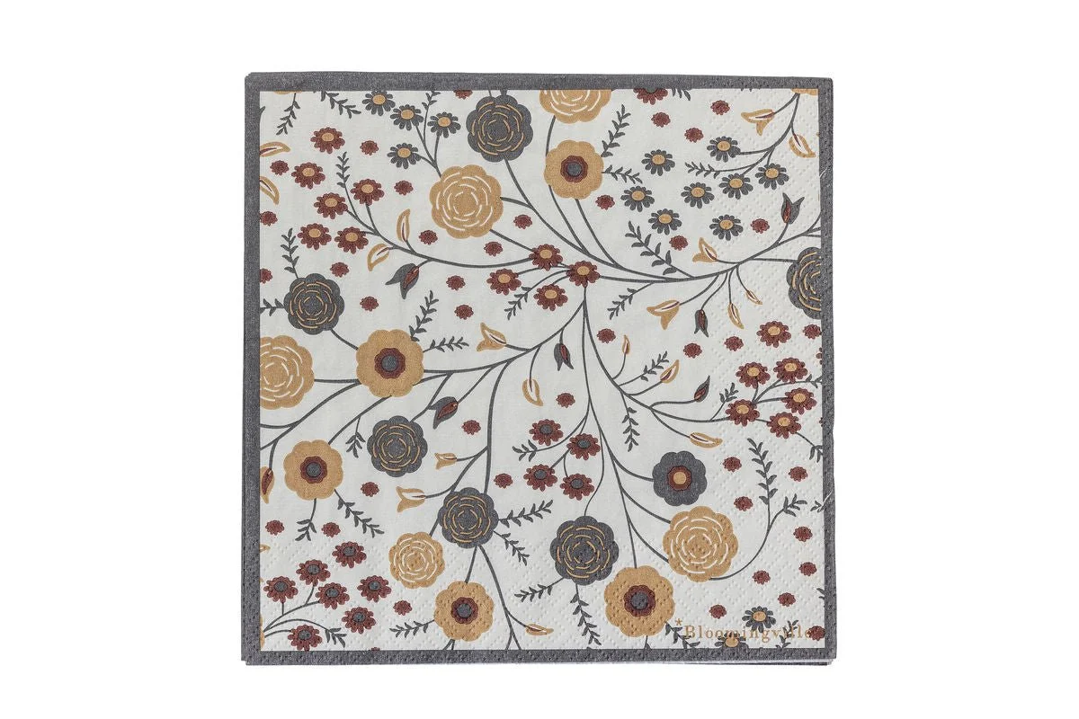 Papierserviette Elise – 33 × 33 cm, 20 Stück – florales Design in Naturtönen