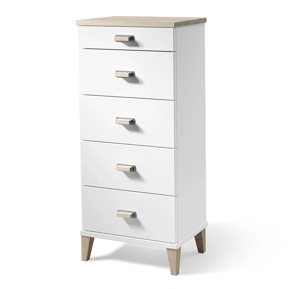 Malva Kommode H94 B40 Weiß lackiert/weiß geölte Eiche