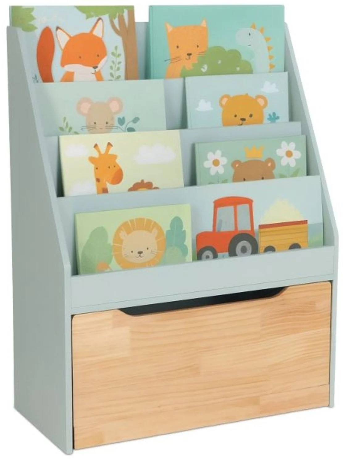 Relaxdays Bücherregal Kinder mit Spielzeugkiste