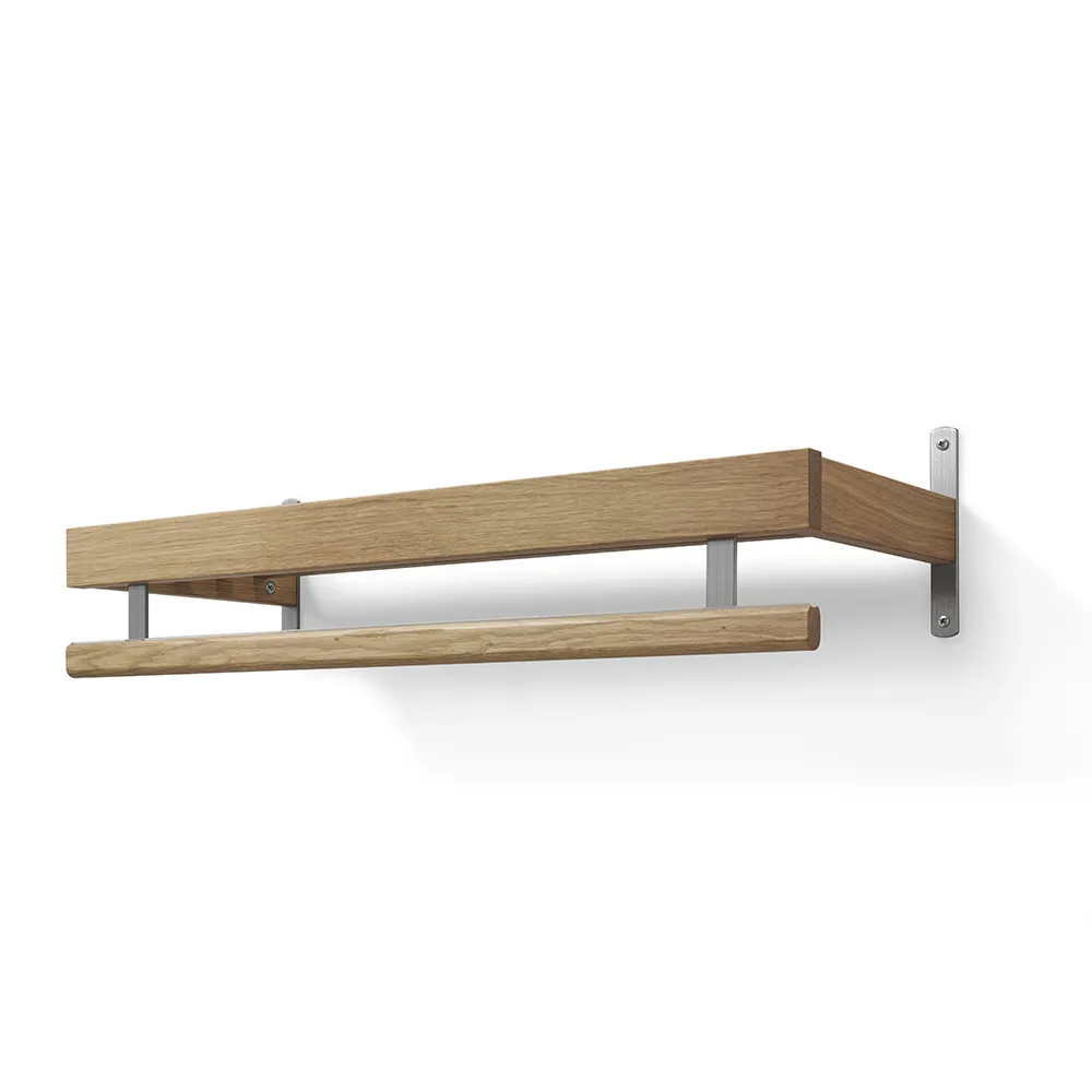 Nadja Hutablage 80 cm Eiche lackiert/Stahl geschliffen