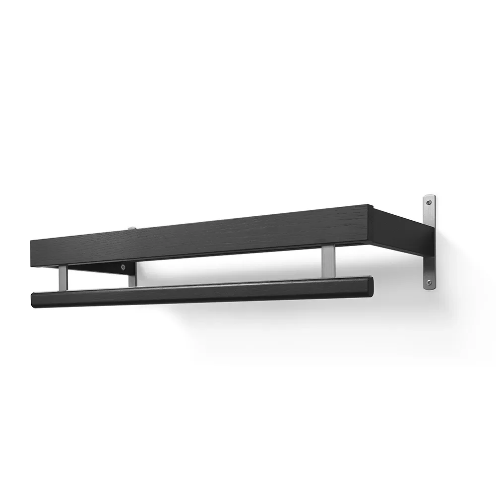 Nadja Hutablage 80 cm Eiche schwarz gebeizt/Stahl geschliffen