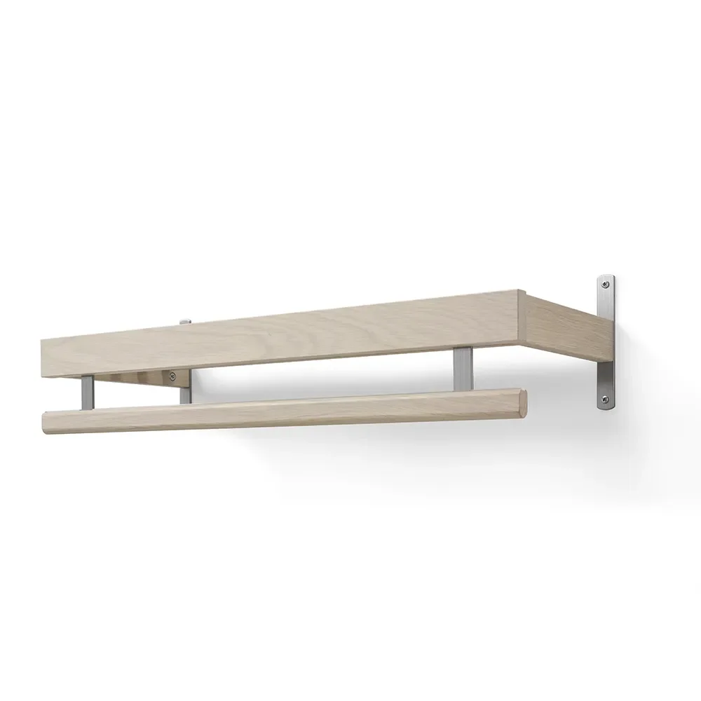 Nadja Hutablage 80 cm Eiche weiß geölt/Stahl geschliffen