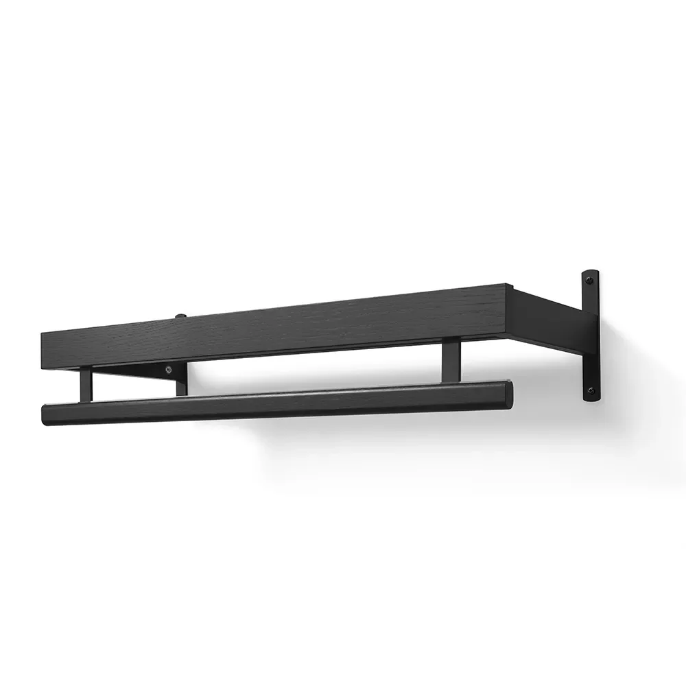 Nadja Hutablage 80 cm Eiche schwarz gebeizt/Mattschwarzer Stahl