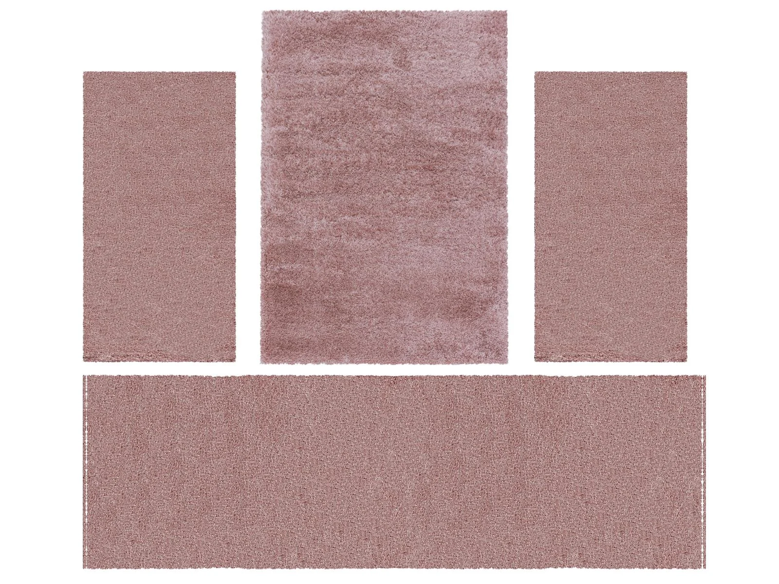 Villa Möbel Fluina Teppich-Set Rosa - 4-teiliges Set für Ihr Zuhause