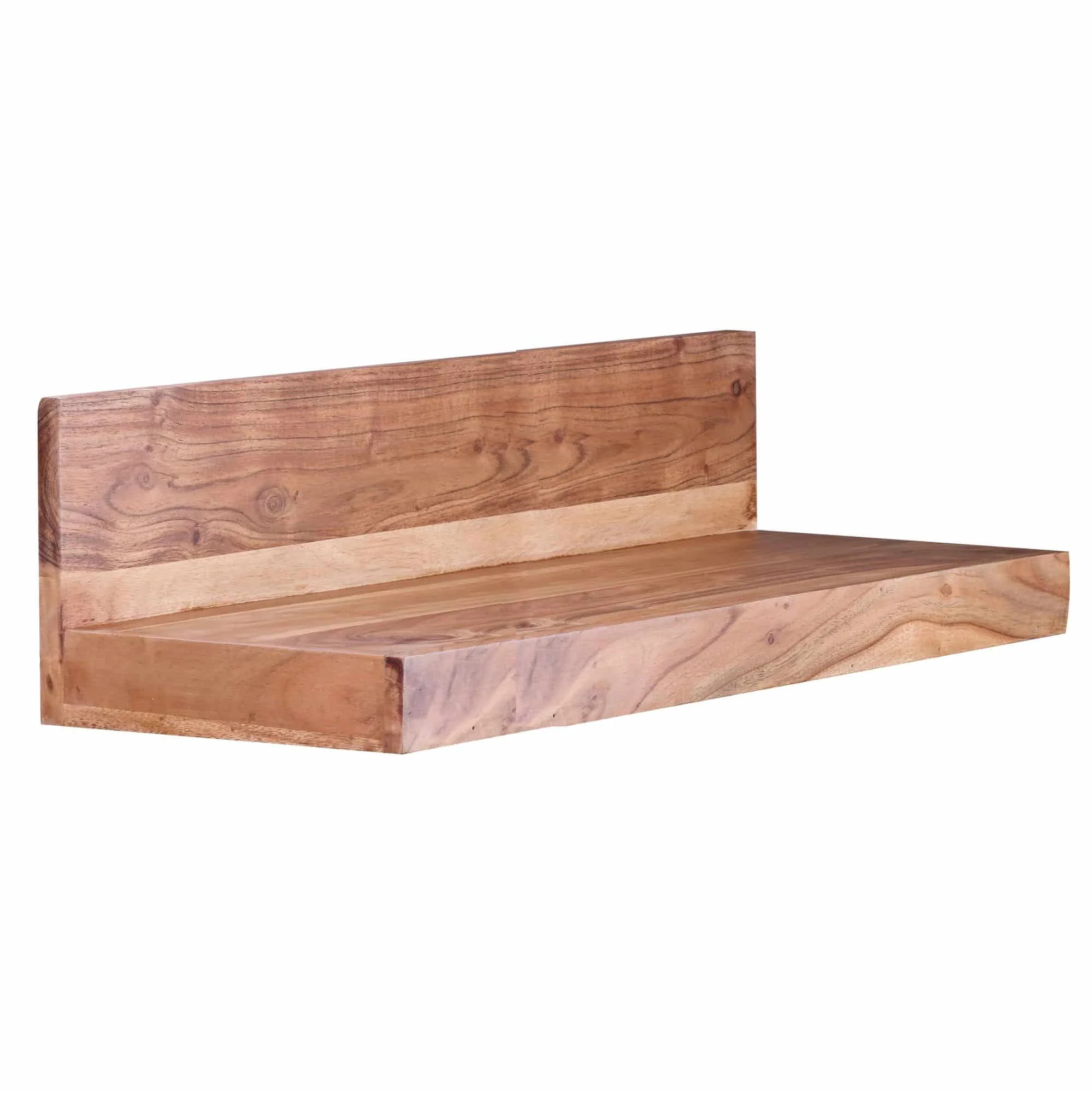Wandregal MUMBAI Massiv-Holz Akazie Holzregal 80 cm Landhaus-Stil Hänge-Regal Echt-Holz Wand-Board Natur-Produkt