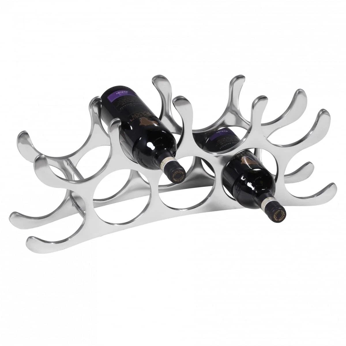 Design Aluminium Weinregal 9 Flaschen in Silber 55x20x12 cm