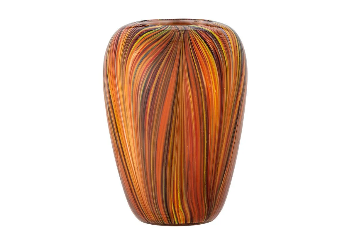 Vase „Orange Sun“ – Streifendesign aus Glas