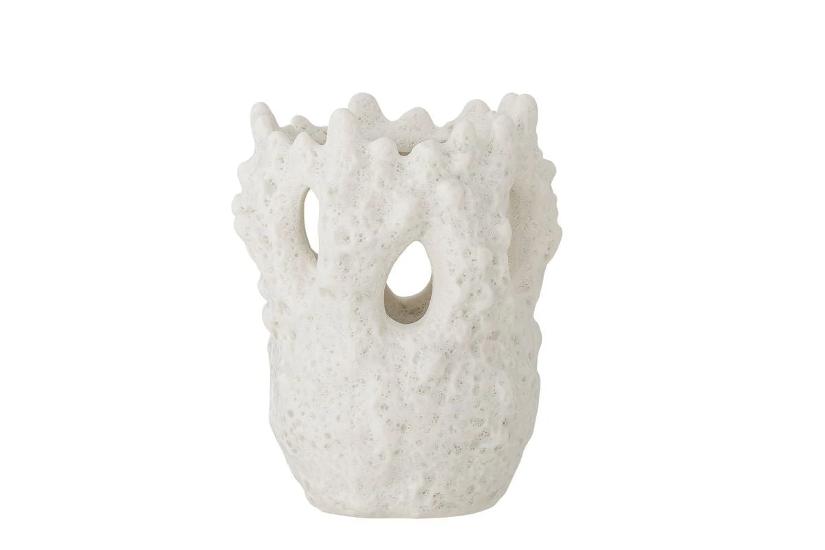 Vase "Cliff" - weiße Steingut Vase