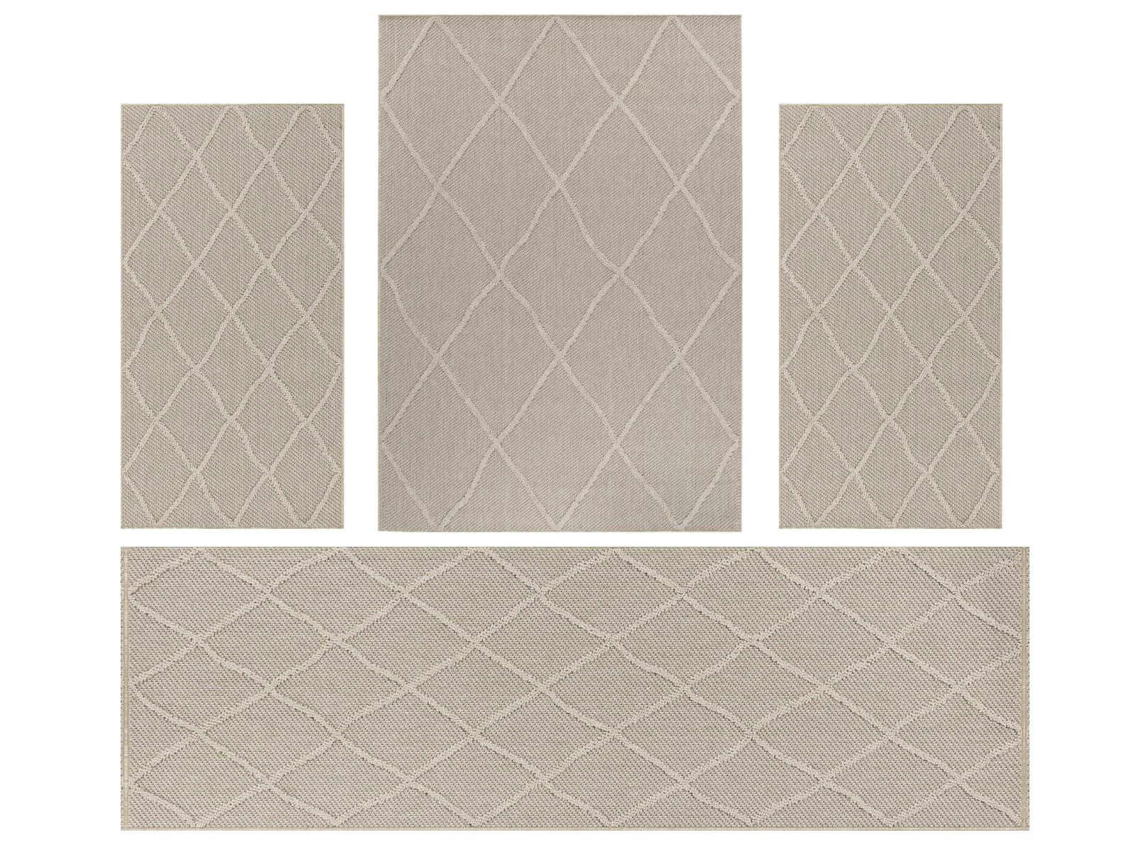 Villa Möbel Pativa Teppich-Set Beige - 4-teiliges Set für Ihr Zuhause