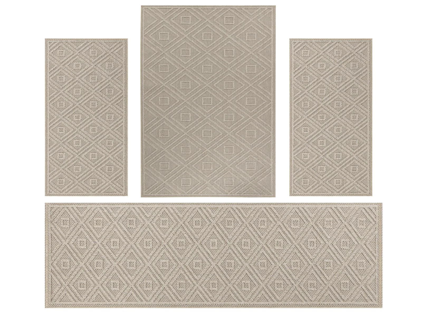 Villa Möbel Pativa Teppich-Set Beige - 4-teiliges Set für Ihr Zuhause