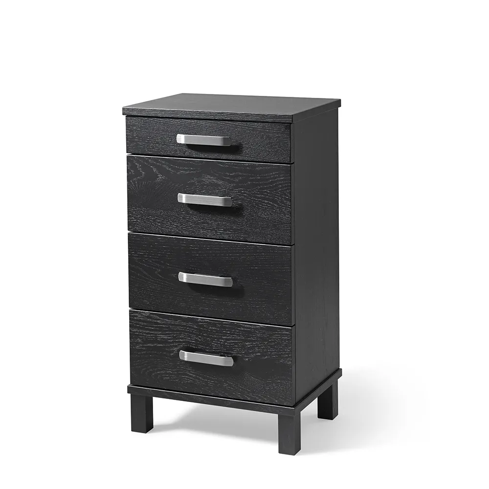 Nadja Kommode H75 B40 Eiche schwarz gebeizt/Stahl geschliffen