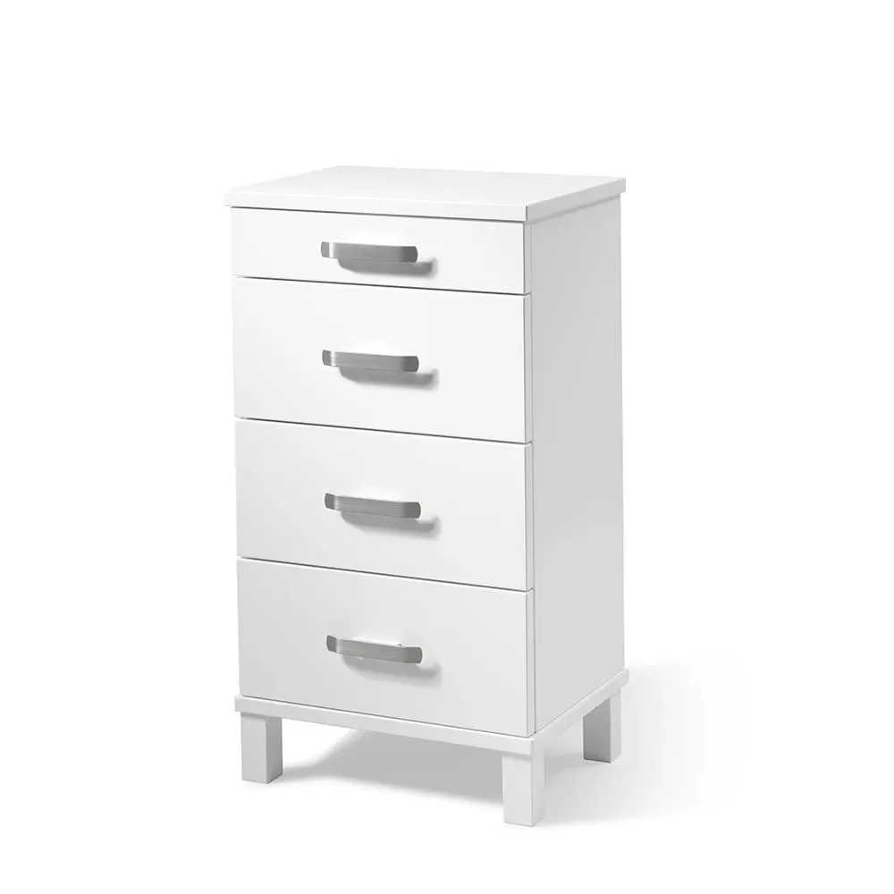 Nadja Kommode H75 B40 Weiß lackiert/Stahl geschliffen