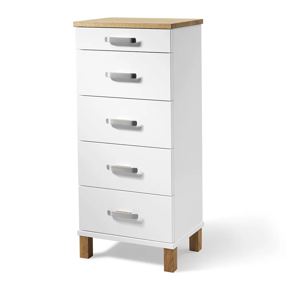 Nadja Kommode H93 B40 Weiß lackiert/geölte Eiche