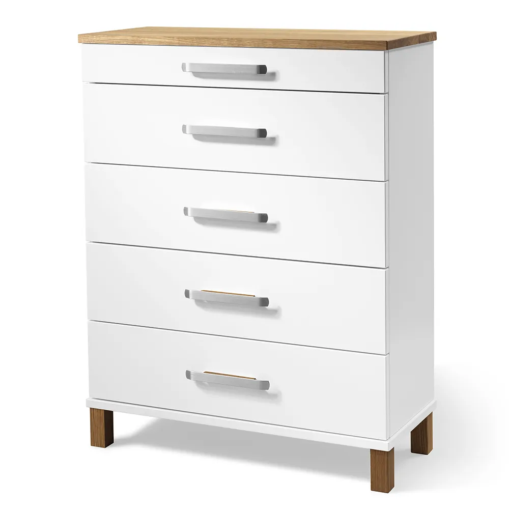 Nadja Kommode H93 B70 Weiß lackiert/geölte Eiche