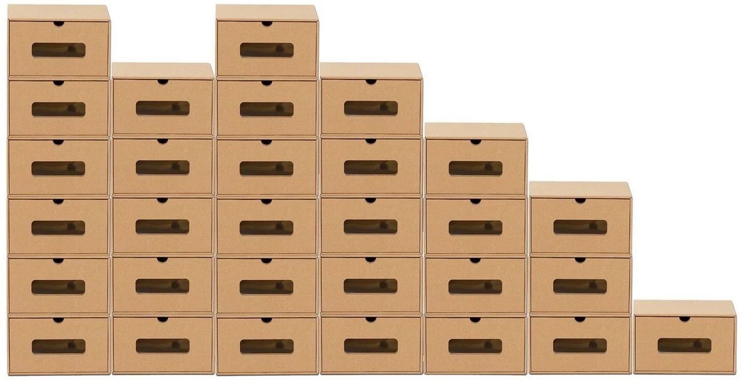 BigDean Schuhbox 30 Boxen stapelbar mit Sichtfenster & Schublade Schuhe Spielzeug etc. (Set, 30 St, Schuhbox), Bemalbar, Dekorierbar, Stapelbar