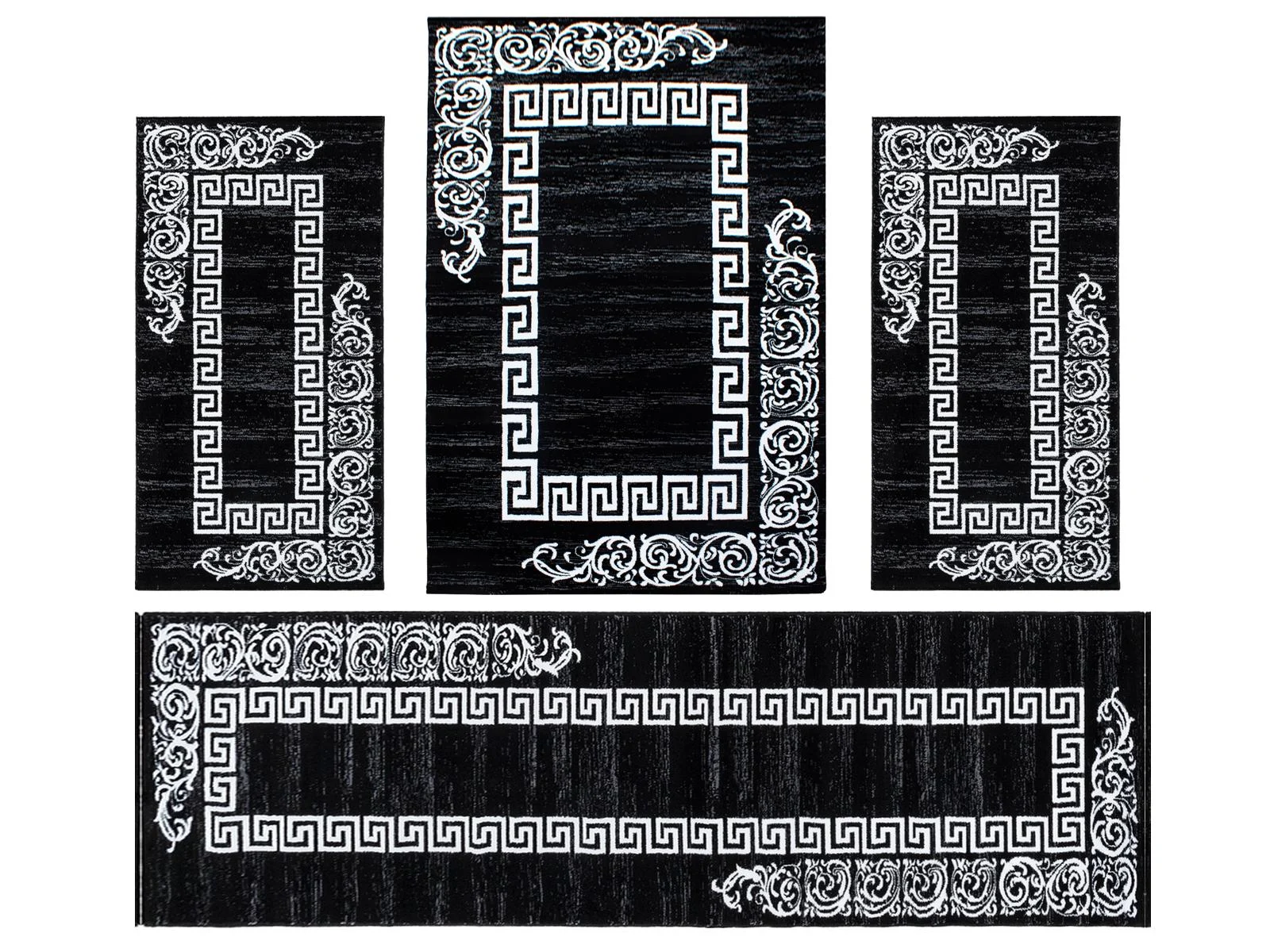 Villa Möbel Miaique Teppich-Set Schwarz - 4-teiliges Set für Ihr Zuhause