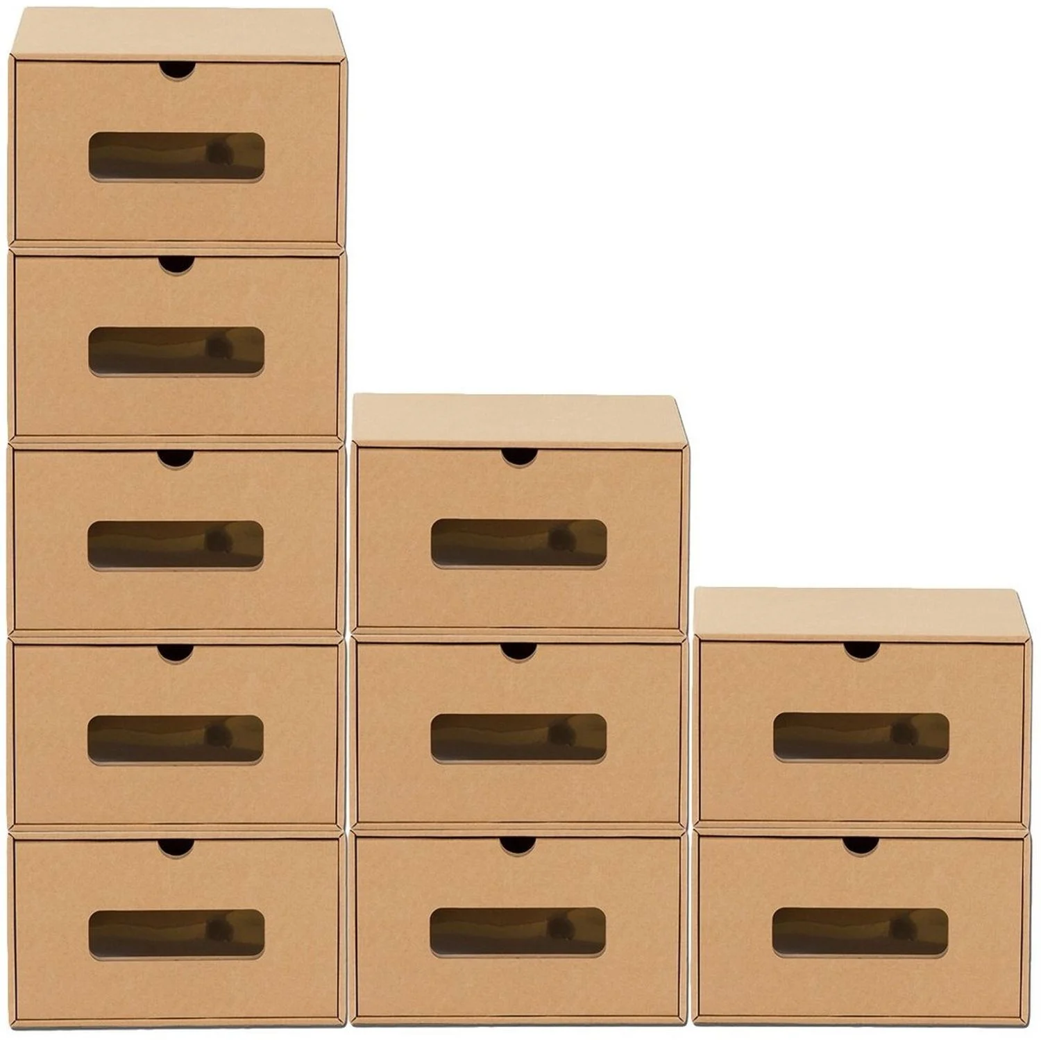BigDean Schuhbox 10 Boxen stapelbar mit Sichtfenster & Schublade Schuhe Spielzeug etc. (Set, 10 St, Schuhbox), Bemalbar, Dekorierbar, Stapelbar