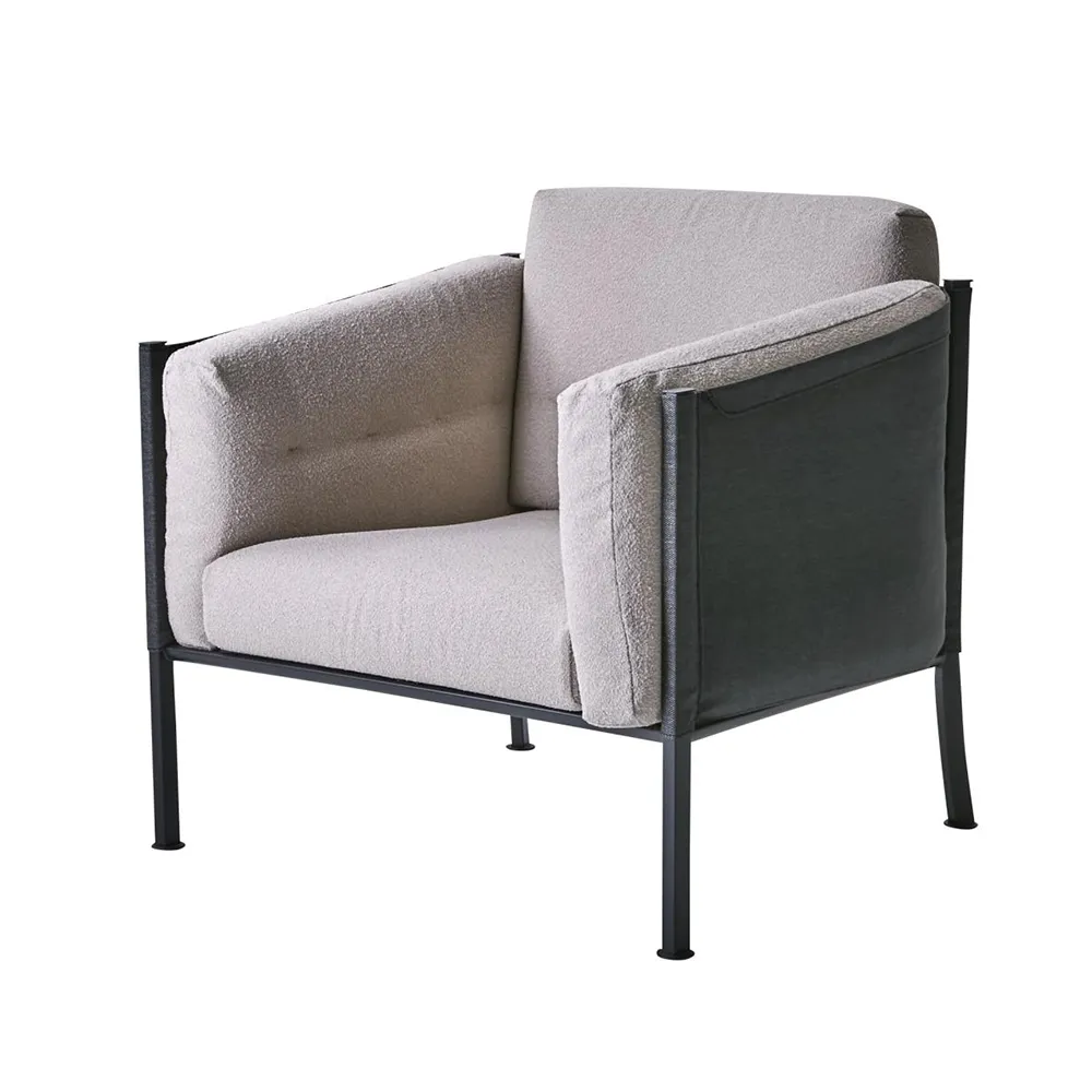 DELUX-Sessel - Teddy Beige/Schwarz