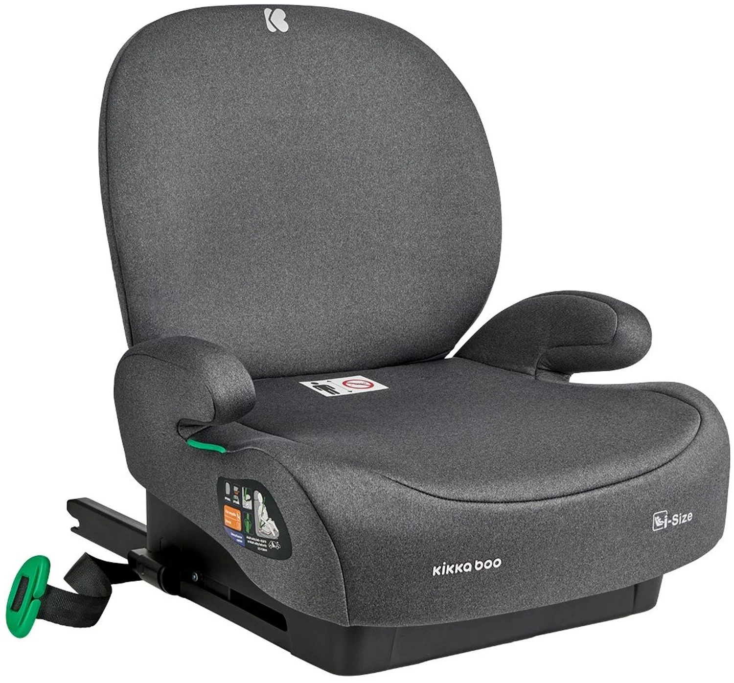 Kikkaboo Kindersitz, i-Size Sitzerhöhung i-Boost (125-150cm) ISOFIX Rückenlehne dunkelgrau