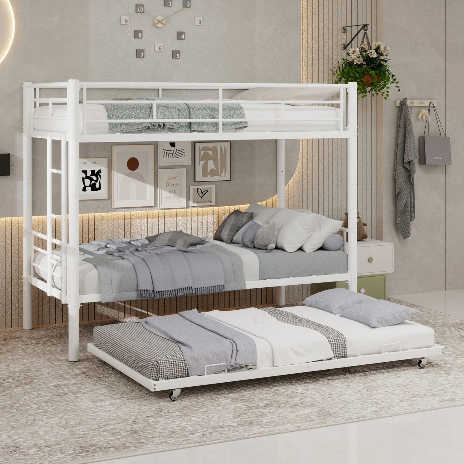 Hochbelastbares, stabiles Meta Twin over Twin Etagenbett90*190cm/l/ Geräuscharm/ Sicherheitsgeländer/kein Boxspring erforderlich.