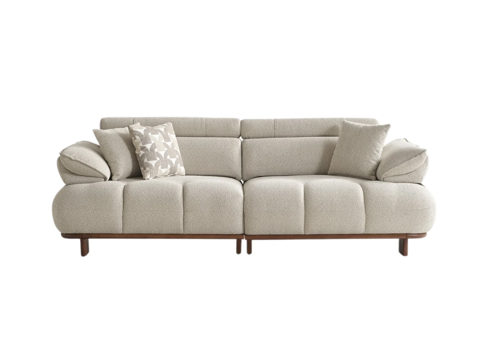 Einzelsofa Crown Stoffbezug Beige Nussbaumoptik
