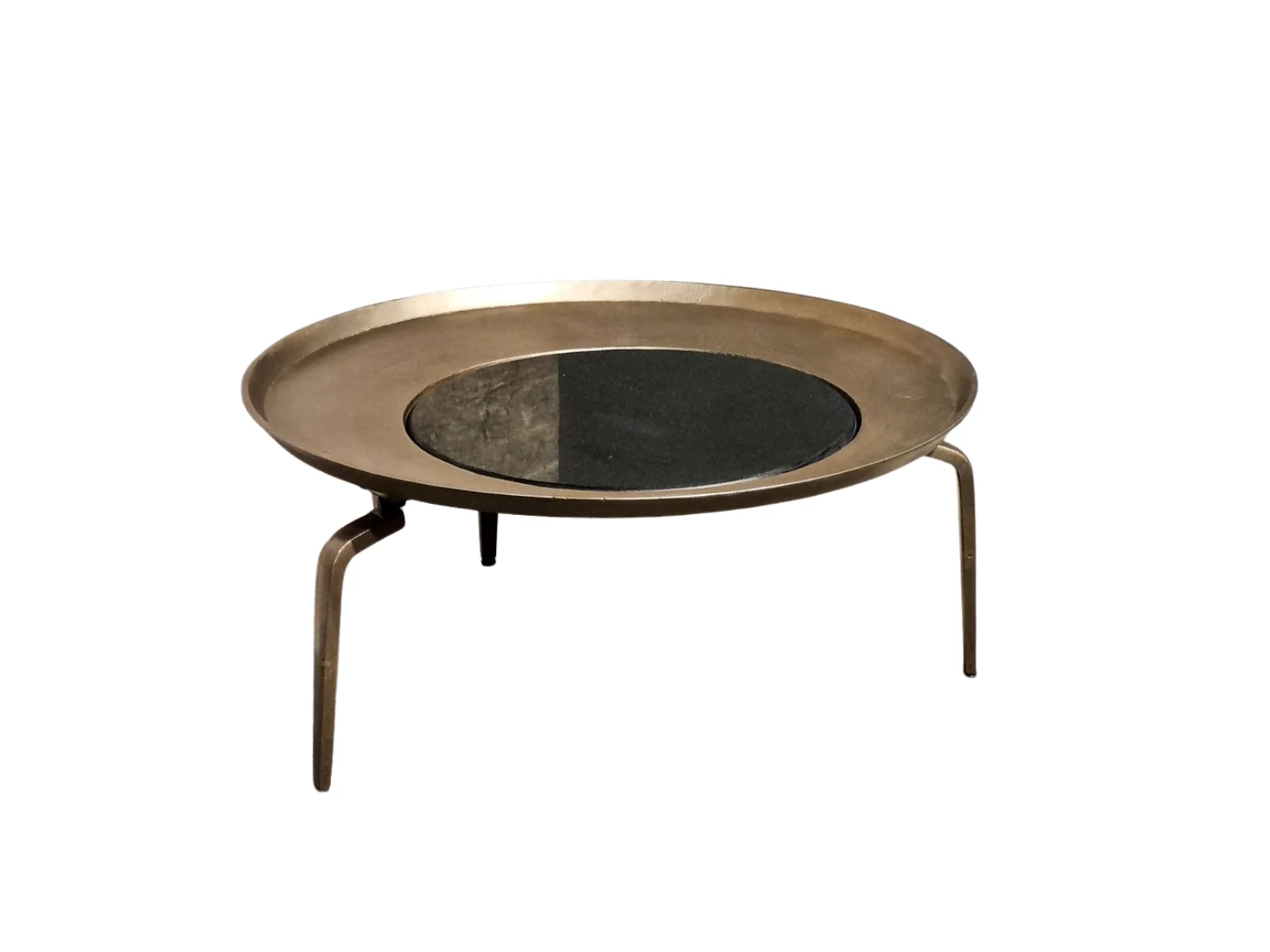 Couchtisch Fenna Messing Marmor Messingfarben Schwarz Durchmesser 97 cm