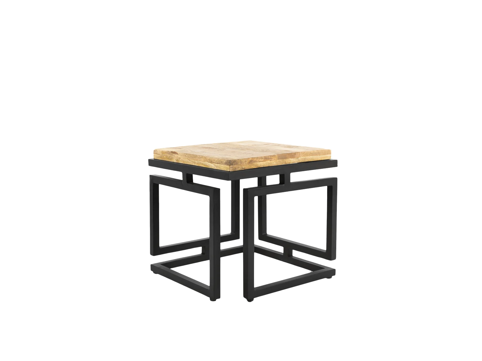 Couchtisch Geometrie Mangoholz Metall Natur Schwarz