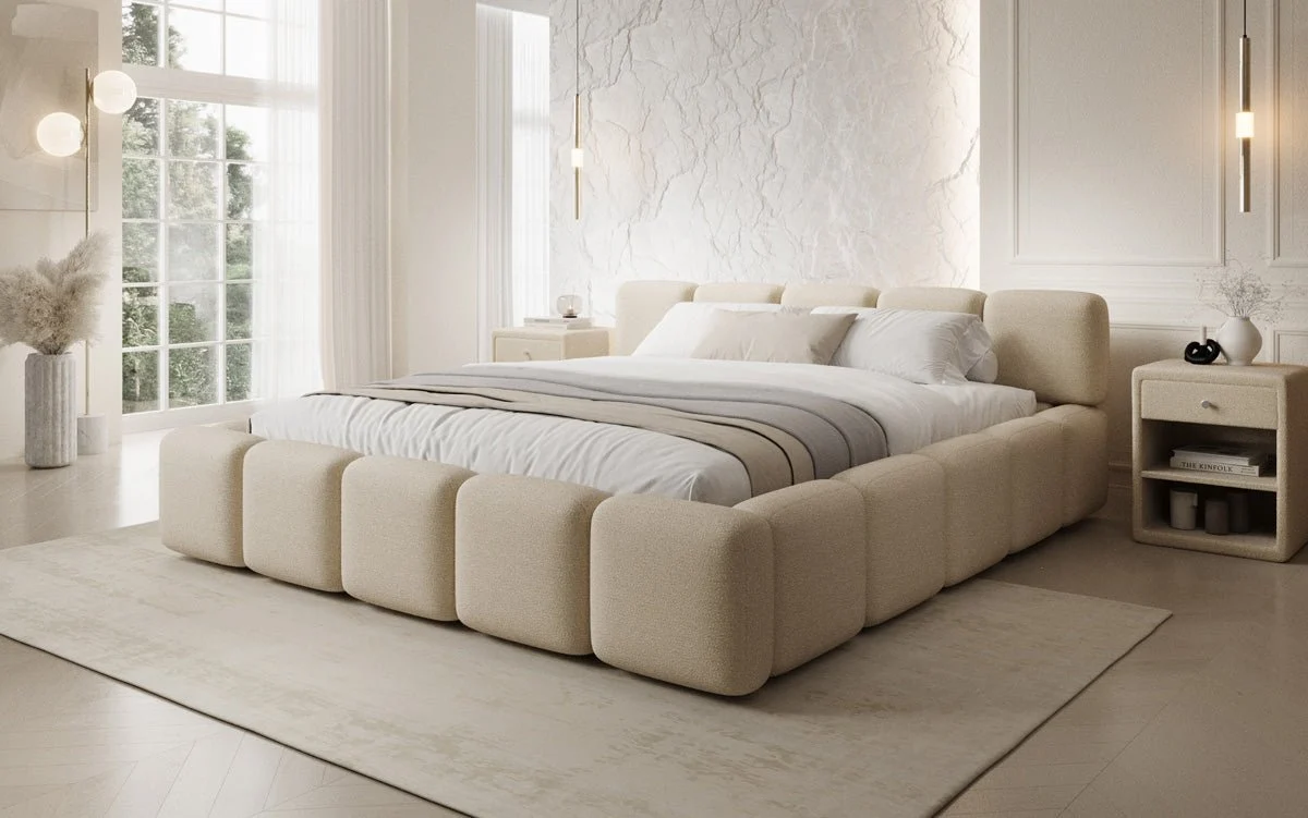 Designer Polsterbett Giulia Bouclé mit Stauraum