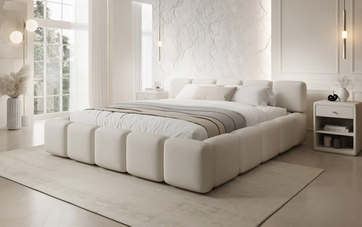 Designer Polsterbett Giulia Stoff mit Stauraum