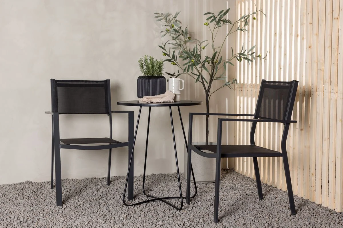Garten Cafegruppe Marvin – 3-teiliges Gartenmöbel-Set in der Farbe Schwarz