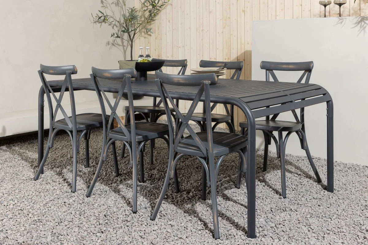 Garten Essgruppe Canggu – 7-teiliges Gartenmöbel-Set aus Aluminium