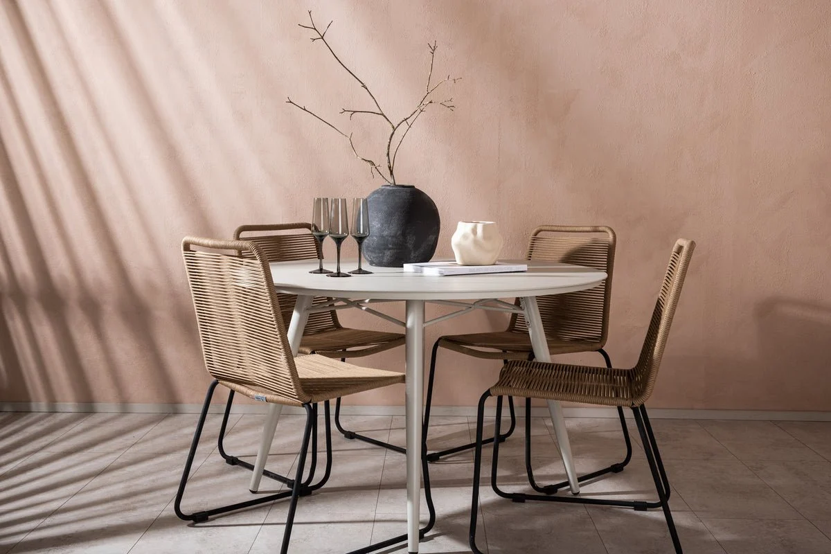 Garten Essgruppe Fina – 5-teiliges Gartenmöbel-Set mit rundem Tisch