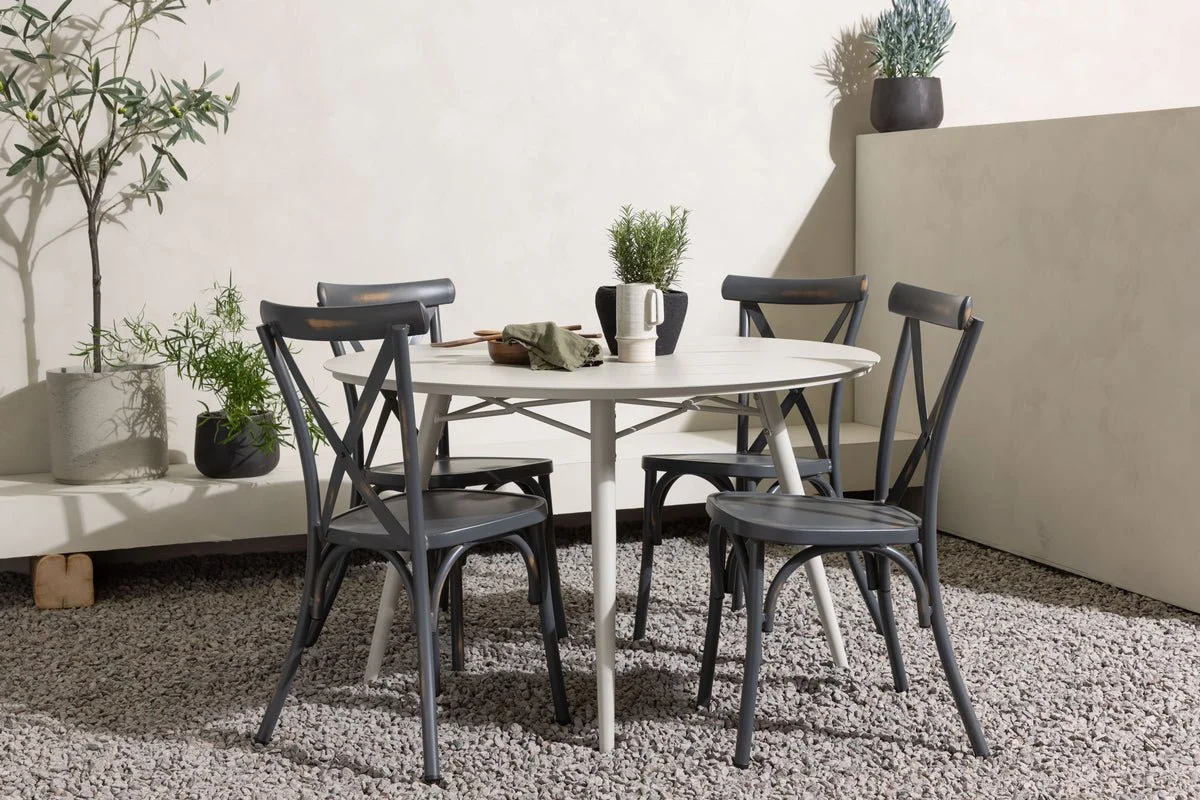 Garten Essgruppe Jonny – 5-teiliges Gartenmöbel-Set mit rundem Tisch aus Aluminium