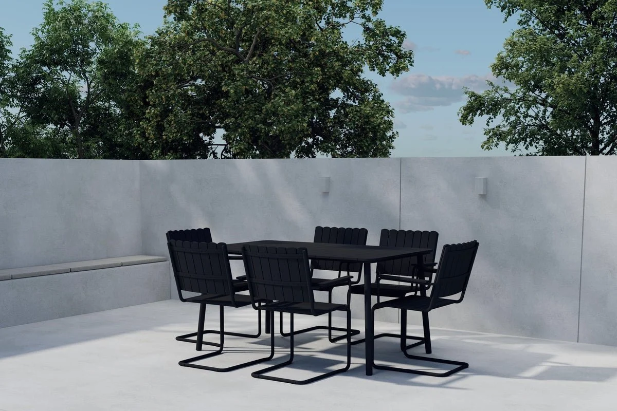 Garten Essgruppe Moraya – 7-teiliges Set aus Stahl/Polywood in 2 Farben