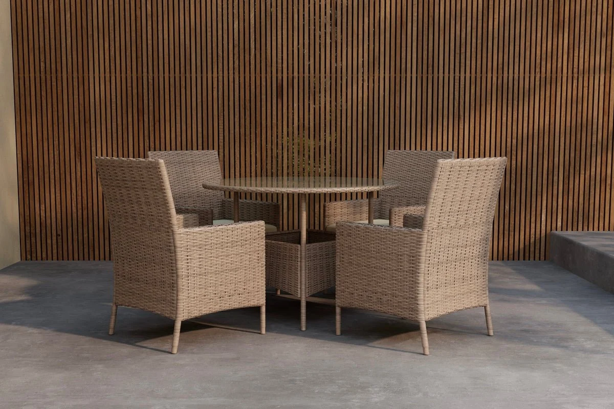 Garten Essgruppe Norimo – 5-teiliges Set aus synthetischem Rattan