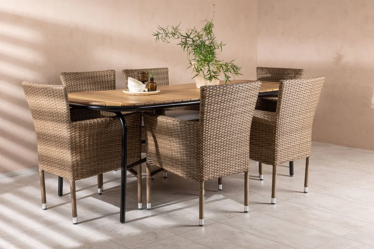 Garten Essgruppe Vesta – 7-teiliges Gartenmöbel-Set mit Tisch aus Akazienholz