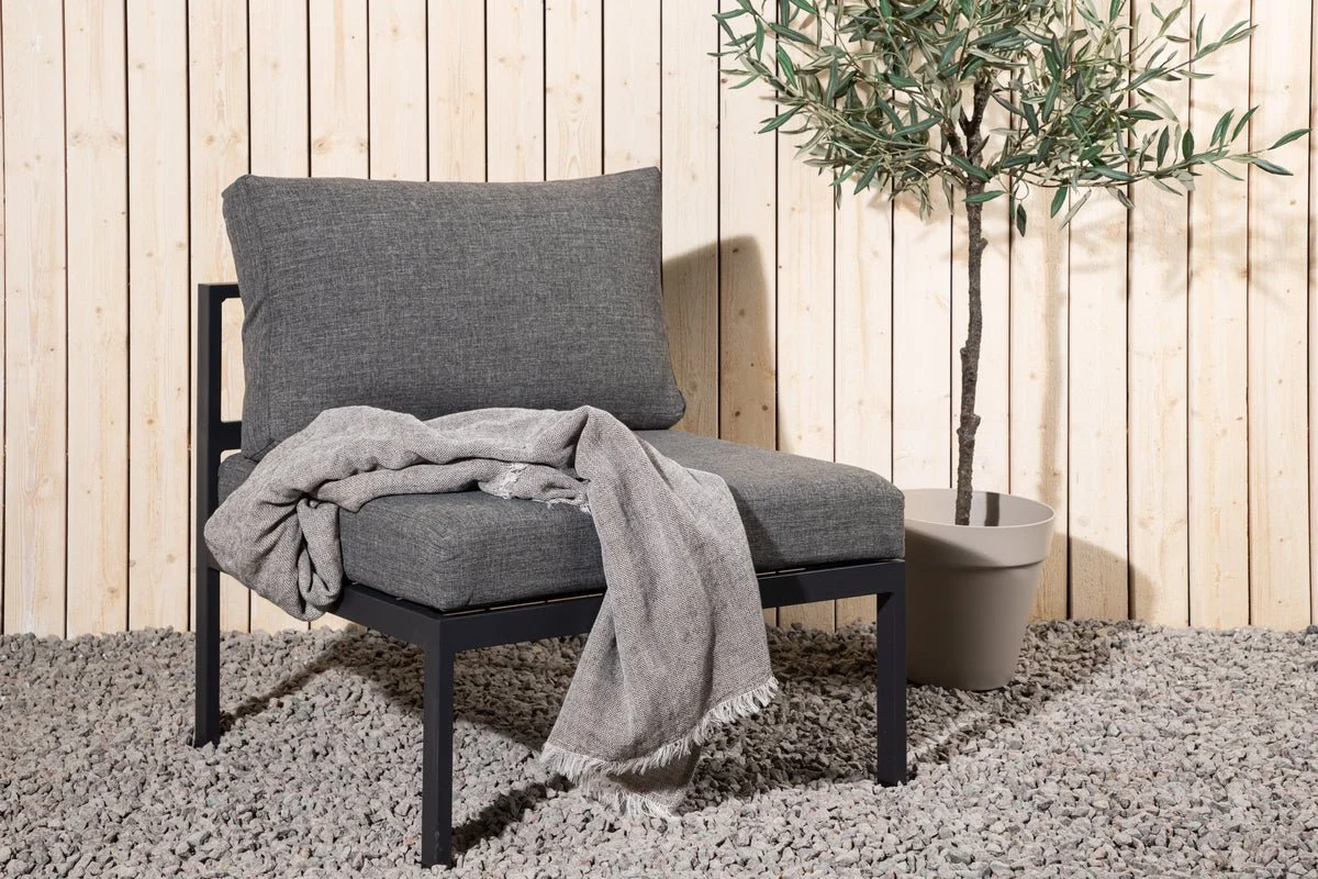 Garten Loungesessel Rika - Outdoor-Sessel mit Aluminium Gestell und zwei Kissen