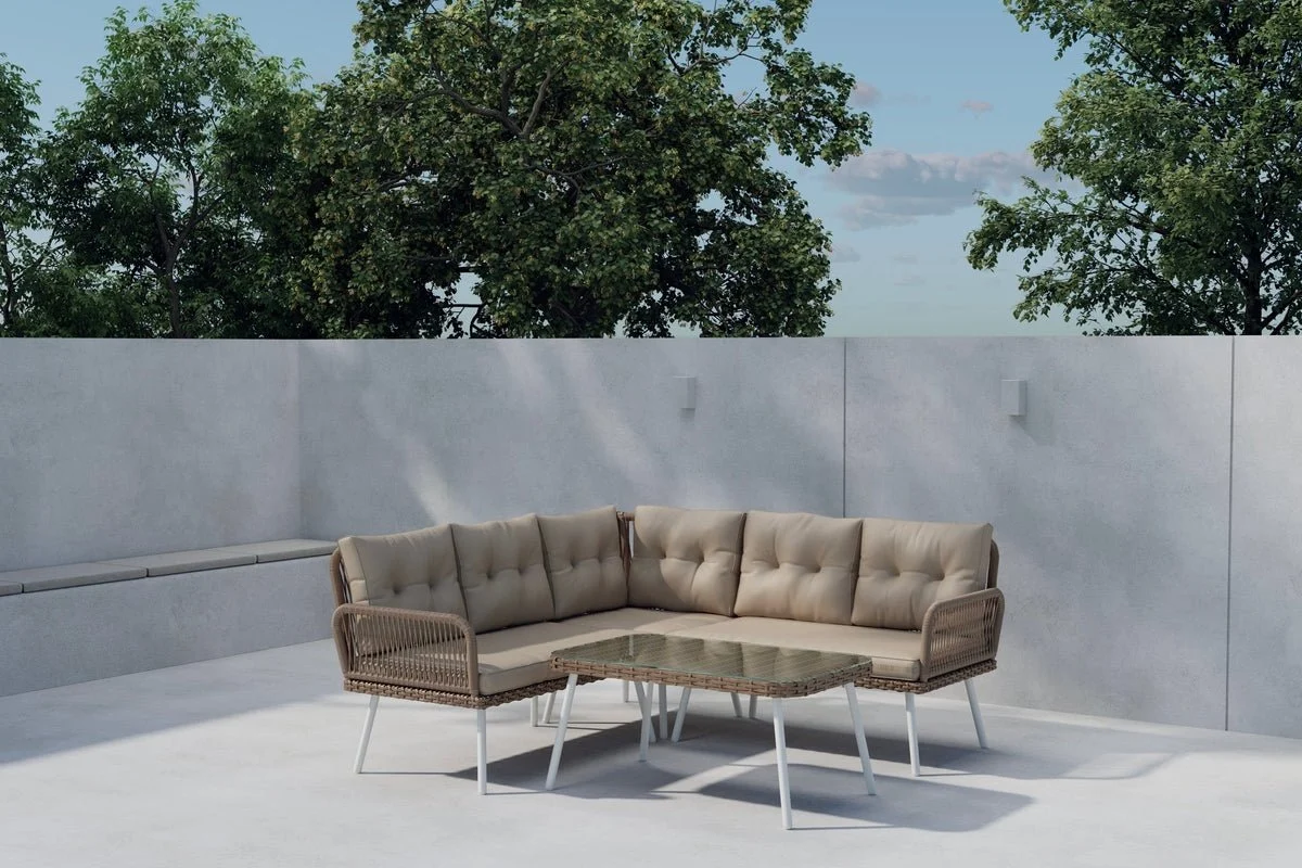 Garten Loungeset Aiko – 2-teiliges Set mit Tisch aus synthetischem Rattan