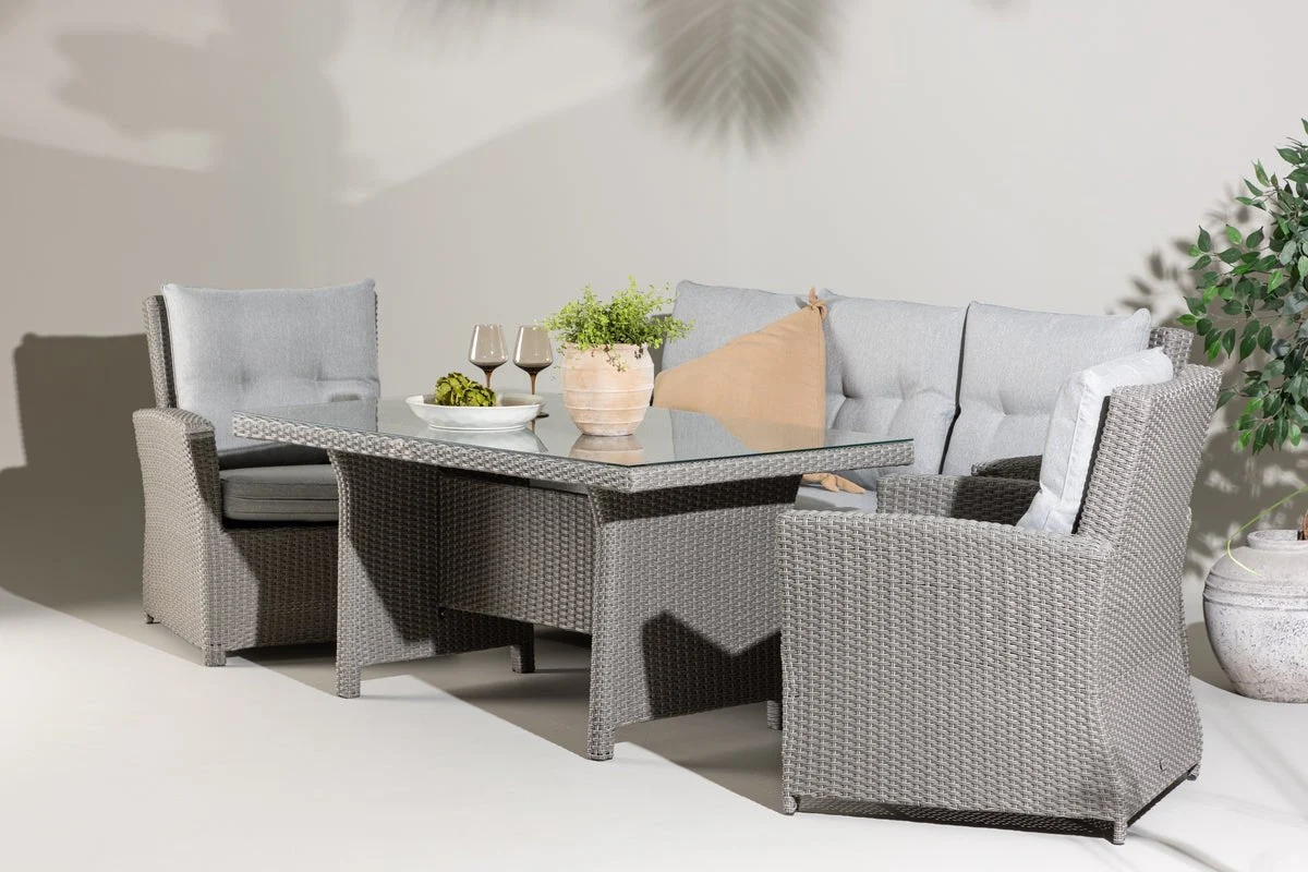 Garten Loungeset Henry – mit Glasplatte & Sitzkissen