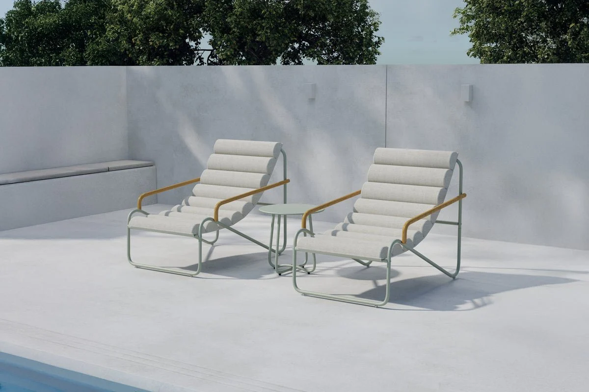 Garten Loungeset Levara – 3-teiliges Set mit rundem Tisch und Stühlen aus Stahl